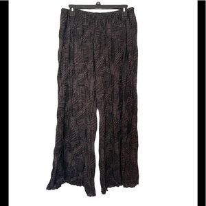 ONA by Yoon Chung New York Tokyo Wool Palazzo Pants Wide Leg Crinkle Texture M-L